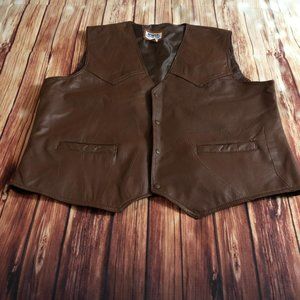 Duke Haband Brown 100% Leather Patchwork Motorcycle Vest 2XL *FINAL MARKDOWN*